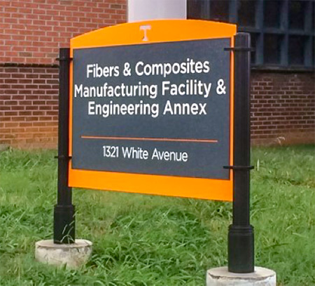 Sign Outside Fibers and Composites Manufacturing Facility