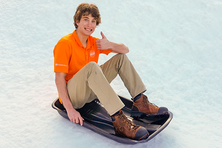Cody Knight on Snow Sled